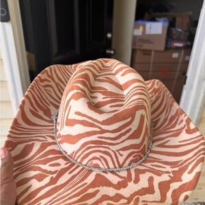 Zebra Print Cowboy Hat with Silver Trim